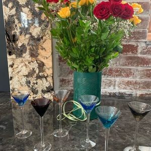 6 Vintage Multi-color Cordial Glasses